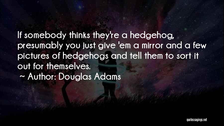 Douglas Adams Quotes: If Somebody Thinks They're A Hedgehog, Presumably You Just Give 'em A Mirror And A Few Pictures Of Hedgehogs And