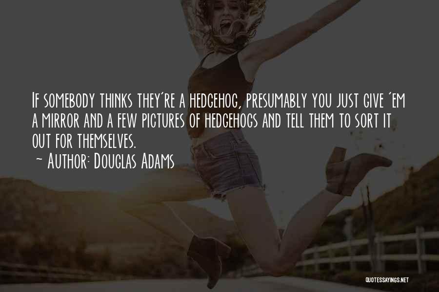 Douglas Adams Quotes: If Somebody Thinks They're A Hedgehog, Presumably You Just Give 'em A Mirror And A Few Pictures Of Hedgehogs And