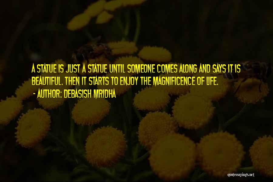 Debasish Mridha Quotes: A Statue Is Just A Statue Until Someone Comes Along And Says It Is Beautiful. Then It Starts To Enjoy