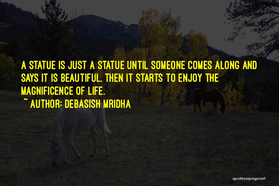 Debasish Mridha Quotes: A Statue Is Just A Statue Until Someone Comes Along And Says It Is Beautiful. Then It Starts To Enjoy