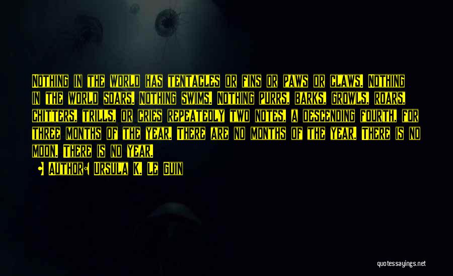 Ursula K. Le Guin Quotes: Nothing In The World Has Tentacles Or Fins Or Paws Or Claws. Nothing In The World Soars. Nothing Swims. Nothing