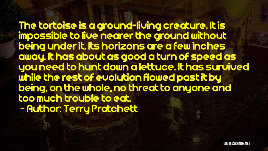 Terry Pratchett Quotes: The Tortoise Is A Ground-living Creature. It Is Impossible To Live Nearer The Ground Without Being Under It. Its Horizons