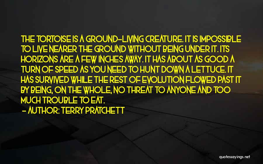 Terry Pratchett Quotes: The Tortoise Is A Ground-living Creature. It Is Impossible To Live Nearer The Ground Without Being Under It. Its Horizons