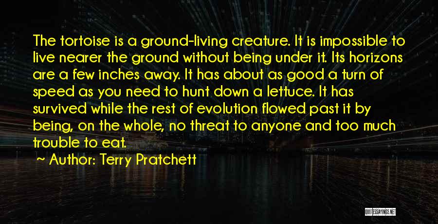 Terry Pratchett Quotes: The Tortoise Is A Ground-living Creature. It Is Impossible To Live Nearer The Ground Without Being Under It. Its Horizons