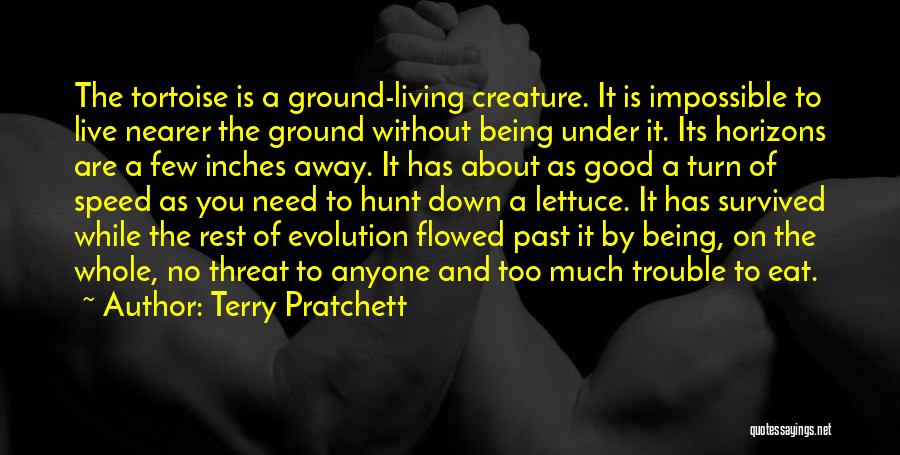 Terry Pratchett Quotes: The Tortoise Is A Ground-living Creature. It Is Impossible To Live Nearer The Ground Without Being Under It. Its Horizons