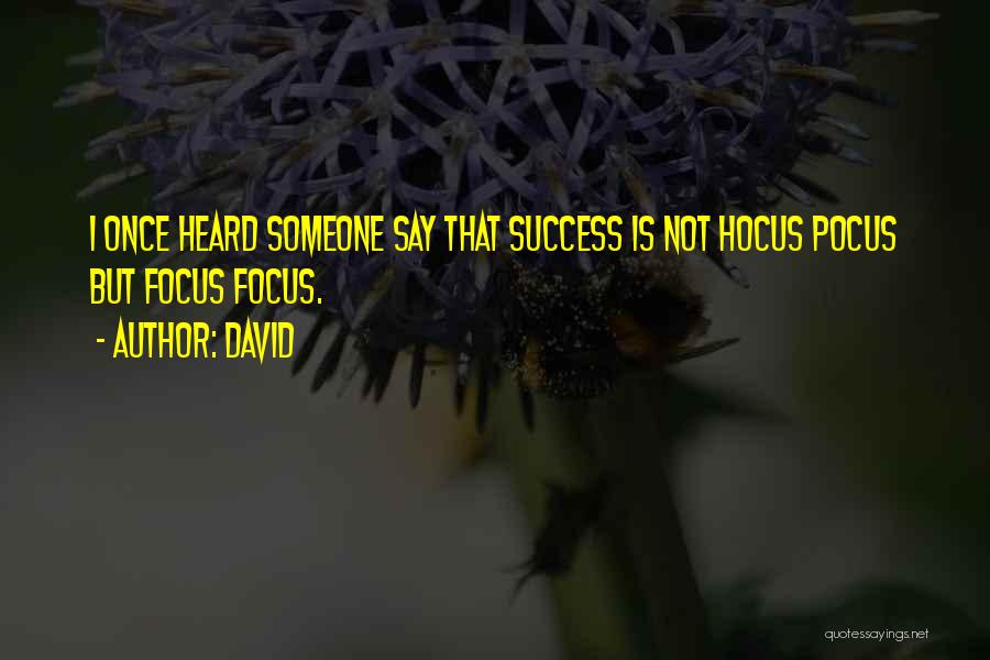 David Quotes: I Once Heard Someone Say That Success Is Not Hocus Pocus But Focus Focus.
