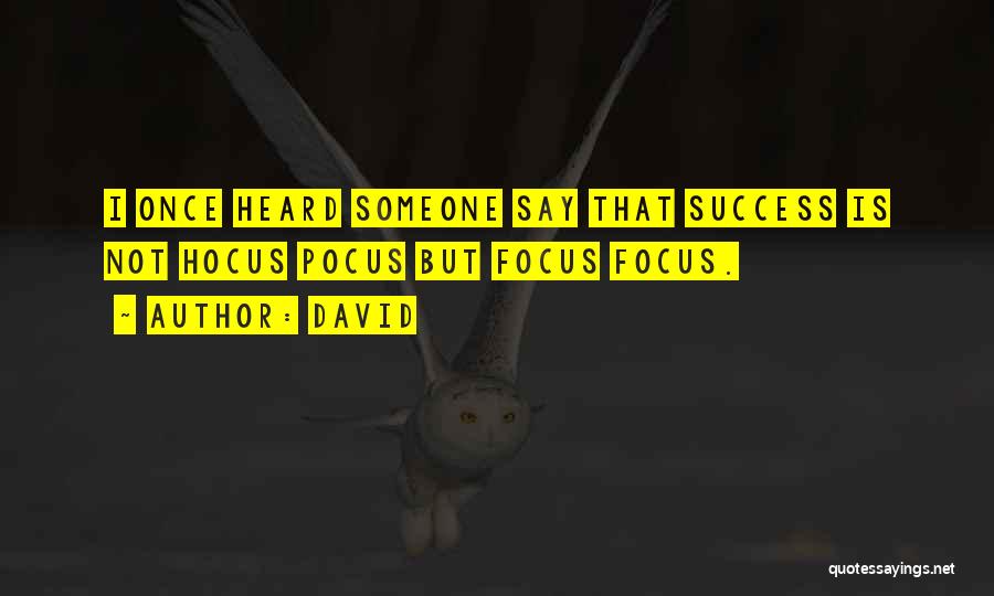 David Quotes: I Once Heard Someone Say That Success Is Not Hocus Pocus But Focus Focus.