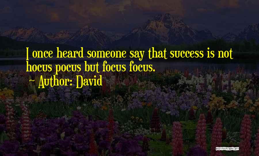 David Quotes: I Once Heard Someone Say That Success Is Not Hocus Pocus But Focus Focus.