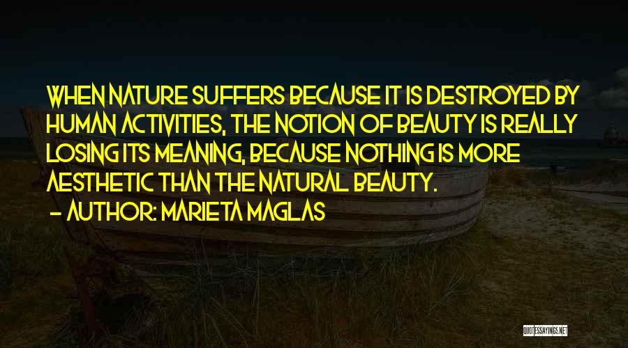 Marieta Maglas Quotes: When Nature Suffers Because It Is Destroyed By Human Activities, The Notion Of Beauty Is Really Losing Its Meaning, Because