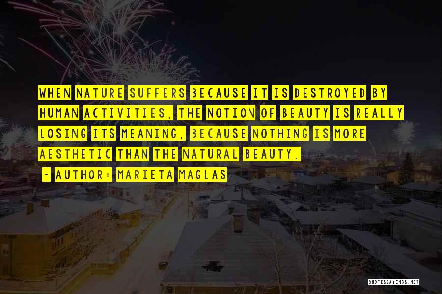 Marieta Maglas Quotes: When Nature Suffers Because It Is Destroyed By Human Activities, The Notion Of Beauty Is Really Losing Its Meaning, Because