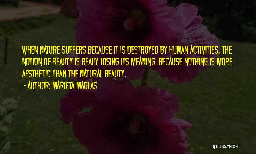 Marieta Maglas Quotes: When Nature Suffers Because It Is Destroyed By Human Activities, The Notion Of Beauty Is Really Losing Its Meaning, Because