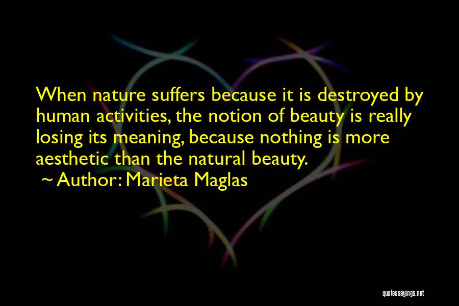 Marieta Maglas Quotes: When Nature Suffers Because It Is Destroyed By Human Activities, The Notion Of Beauty Is Really Losing Its Meaning, Because