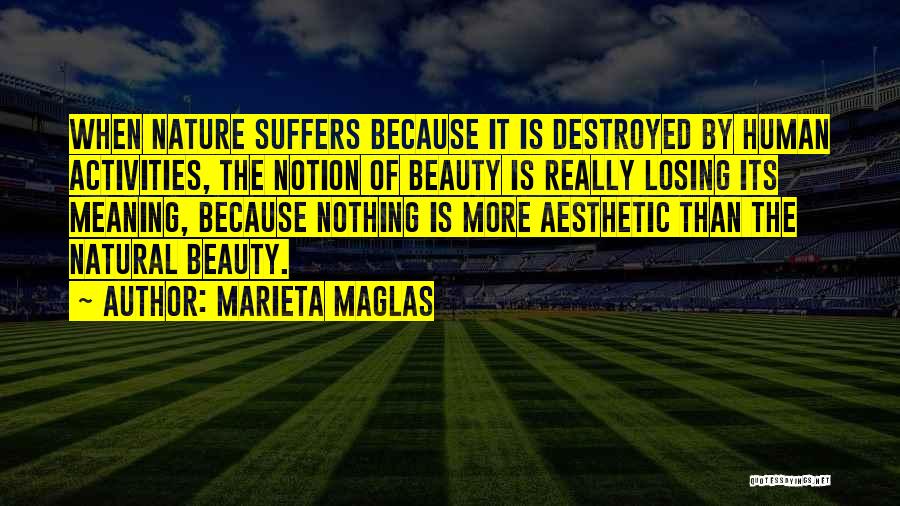 Marieta Maglas Quotes: When Nature Suffers Because It Is Destroyed By Human Activities, The Notion Of Beauty Is Really Losing Its Meaning, Because