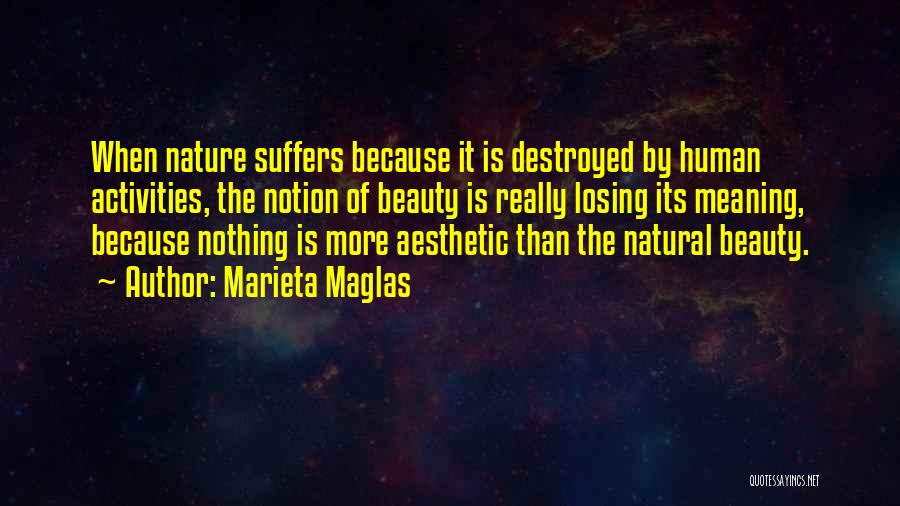 Marieta Maglas Quotes: When Nature Suffers Because It Is Destroyed By Human Activities, The Notion Of Beauty Is Really Losing Its Meaning, Because