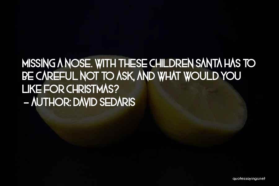 David Sedaris Quotes: Missing A Nose. With These Children Santa Has To Be Careful Not To Ask, And What Would You Like For