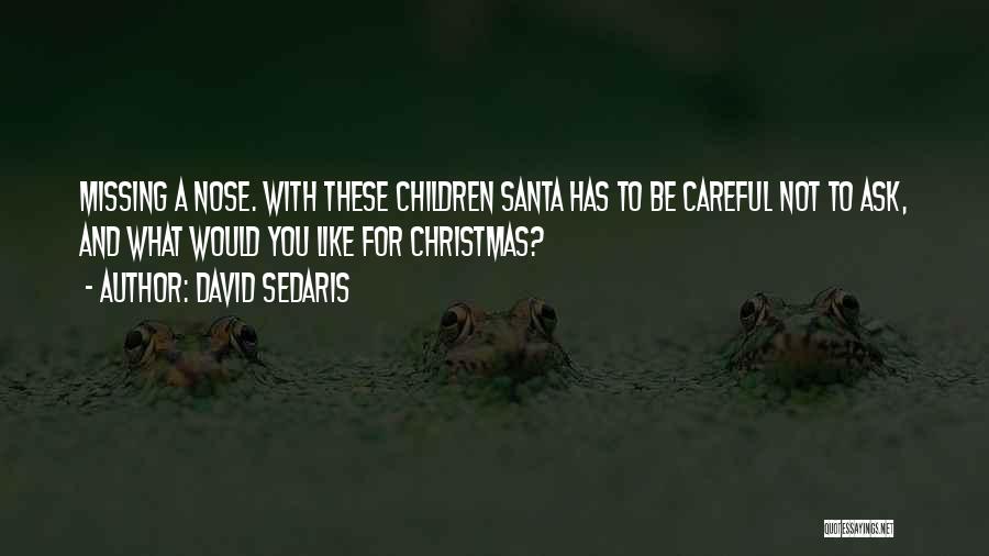 David Sedaris Quotes: Missing A Nose. With These Children Santa Has To Be Careful Not To Ask, And What Would You Like For