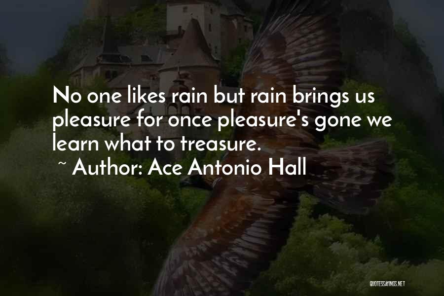 Ace Antonio Hall Quotes: No One Likes Rain But Rain Brings Us Pleasure For Once Pleasure's Gone We Learn What To Treasure.