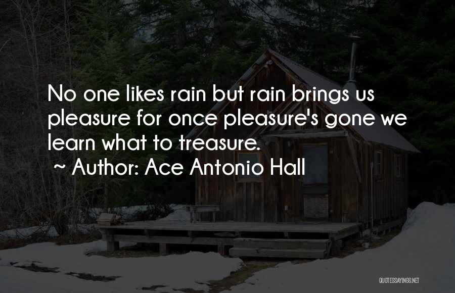 Ace Antonio Hall Quotes: No One Likes Rain But Rain Brings Us Pleasure For Once Pleasure's Gone We Learn What To Treasure.