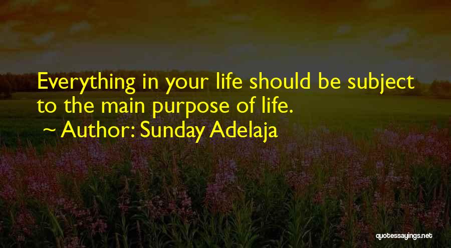 Sunday Adelaja Quotes: Everything In Your Life Should Be Subject To The Main Purpose Of Life.