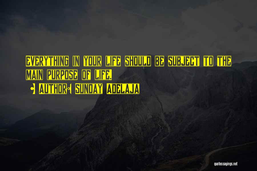 Sunday Adelaja Quotes: Everything In Your Life Should Be Subject To The Main Purpose Of Life.