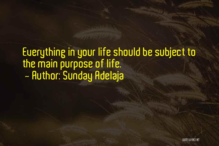Sunday Adelaja Quotes: Everything In Your Life Should Be Subject To The Main Purpose Of Life.