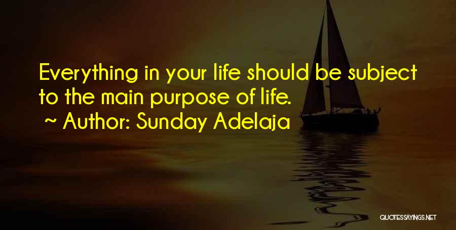 Sunday Adelaja Quotes: Everything In Your Life Should Be Subject To The Main Purpose Of Life.