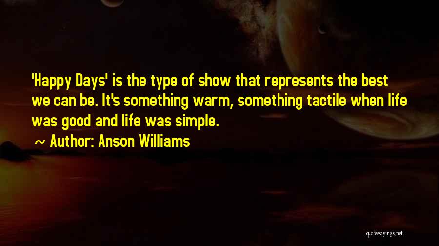 Anson Williams Quotes: 'happy Days' Is The Type Of Show That Represents The Best We Can Be. It's Something Warm, Something Tactile When