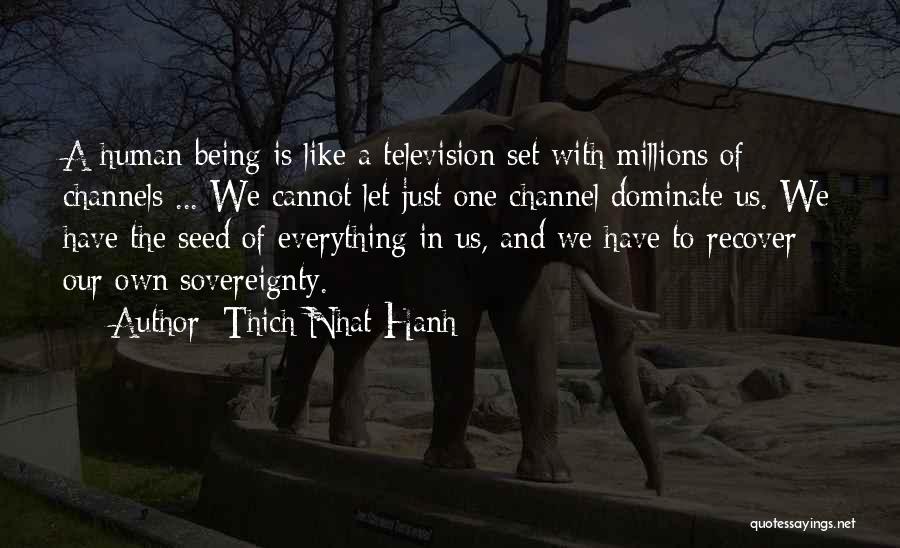 Thich Nhat Hanh Quotes: A Human Being Is Like A Television Set With Millions Of Channels ... We Cannot Let Just One Channel Dominate