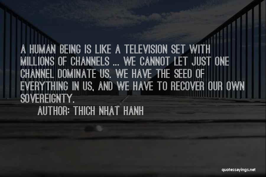 Thich Nhat Hanh Quotes: A Human Being Is Like A Television Set With Millions Of Channels ... We Cannot Let Just One Channel Dominate