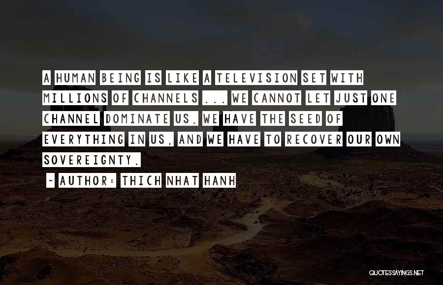 Thich Nhat Hanh Quotes: A Human Being Is Like A Television Set With Millions Of Channels ... We Cannot Let Just One Channel Dominate
