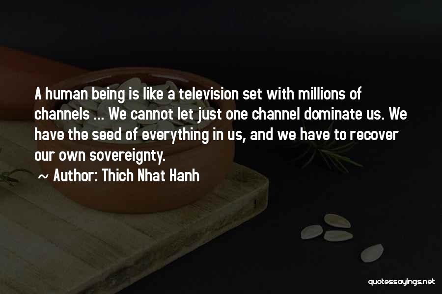 Thich Nhat Hanh Quotes: A Human Being Is Like A Television Set With Millions Of Channels ... We Cannot Let Just One Channel Dominate