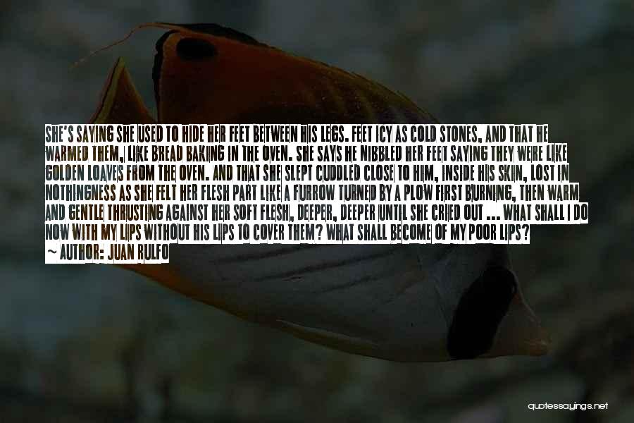 Juan Rulfo Quotes: She's Saying She Used To Hide Her Feet Between His Legs. Feet Icy As Cold Stones, And That He Warmed