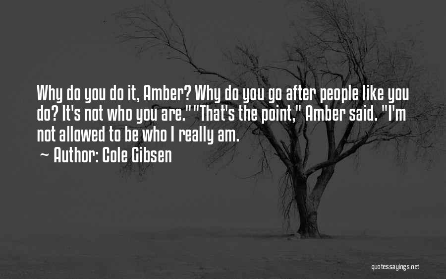 Cole Gibsen Quotes: Why Do You Do It, Amber? Why Do You Go After People Like You Do? It's Not Who You Are.that's
