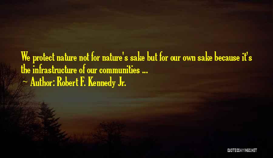 Robert F. Kennedy Jr. Quotes: We Protect Nature Not For Nature's Sake But For Our Own Sake Because It's The Infrastructure Of Our Communities ...