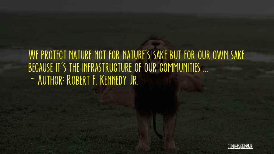 Robert F. Kennedy Jr. Quotes: We Protect Nature Not For Nature's Sake But For Our Own Sake Because It's The Infrastructure Of Our Communities ...