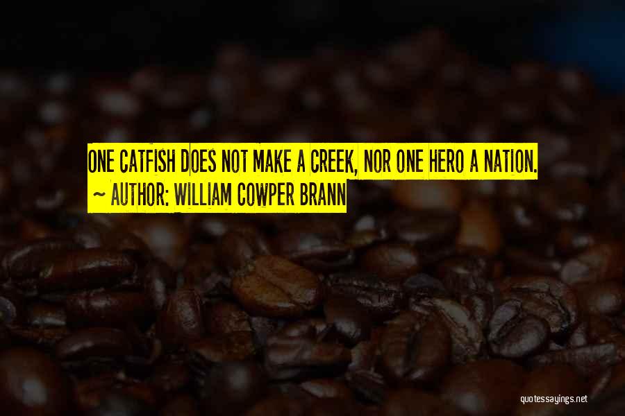 William Cowper Brann Quotes: One Catfish Does Not Make A Creek, Nor One Hero A Nation.