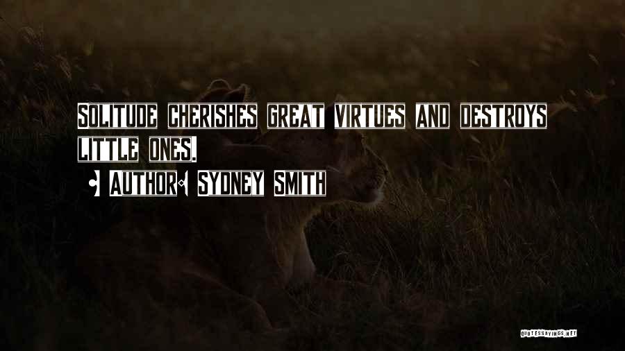 Sydney Smith Quotes: Solitude Cherishes Great Virtues And Destroys Little Ones.