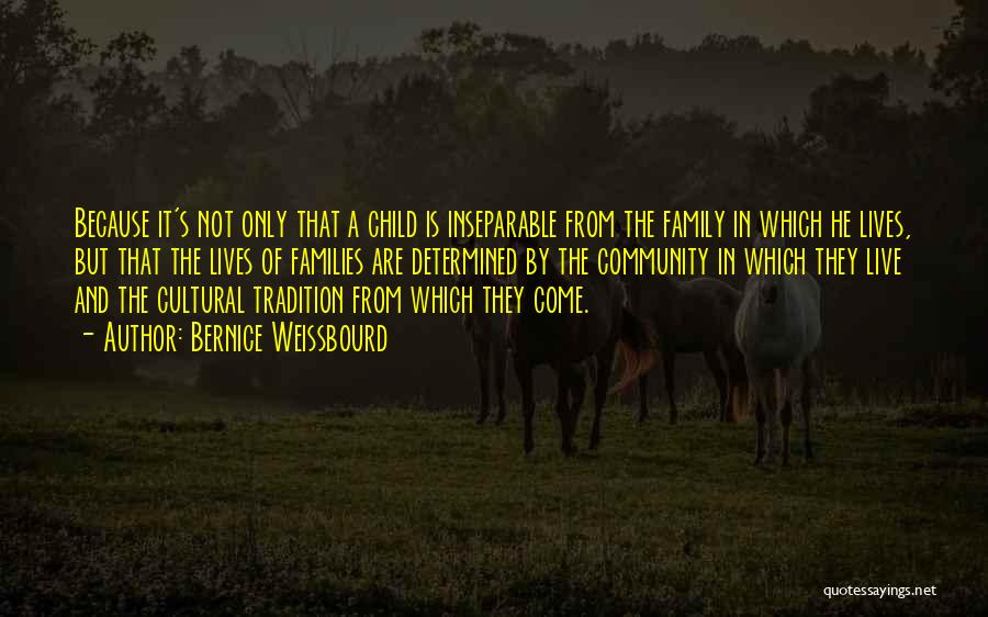 Bernice Weissbourd Quotes: Because It's Not Only That A Child Is Inseparable From The Family In Which He Lives, But That The Lives