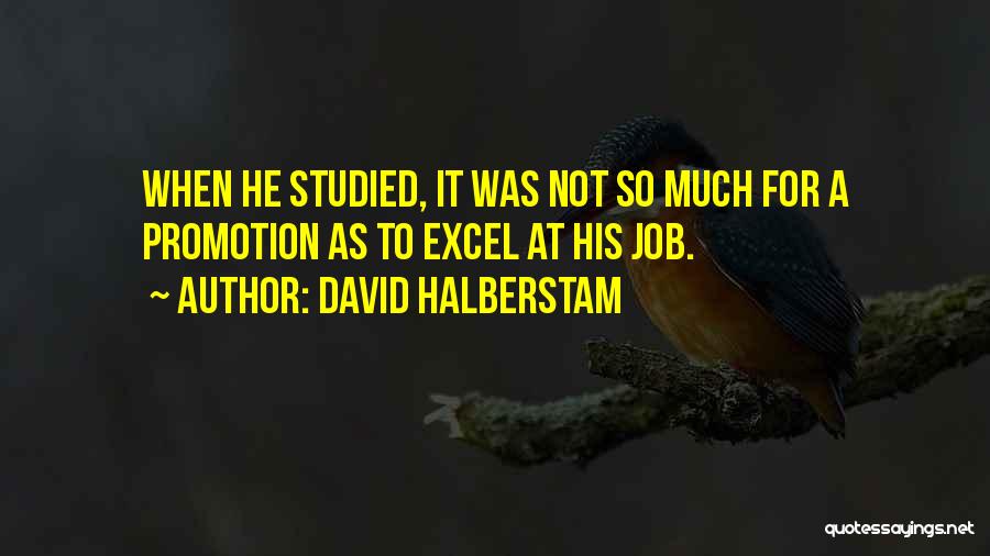 David Halberstam Quotes: When He Studied, It Was Not So Much For A Promotion As To Excel At His Job.