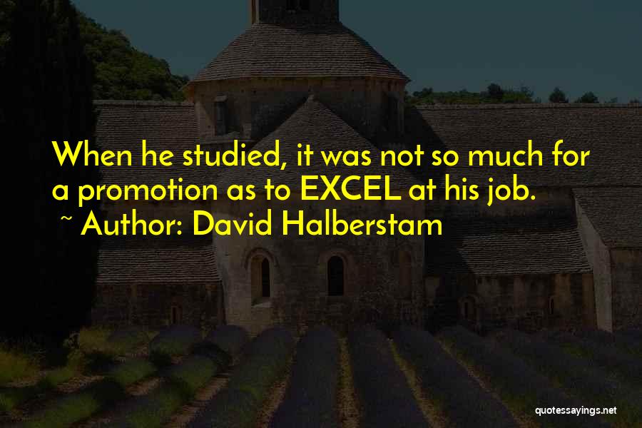 David Halberstam Quotes: When He Studied, It Was Not So Much For A Promotion As To Excel At His Job.