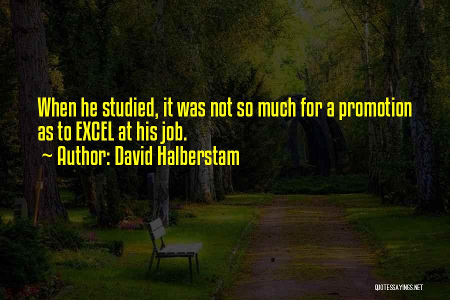 David Halberstam Quotes: When He Studied, It Was Not So Much For A Promotion As To Excel At His Job.