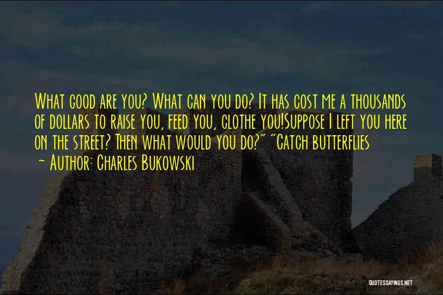 Charles Bukowski Quotes: What Good Are You? What Can You Do? It Has Cost Me A Thousands Of Dollars To Raise You, Feed