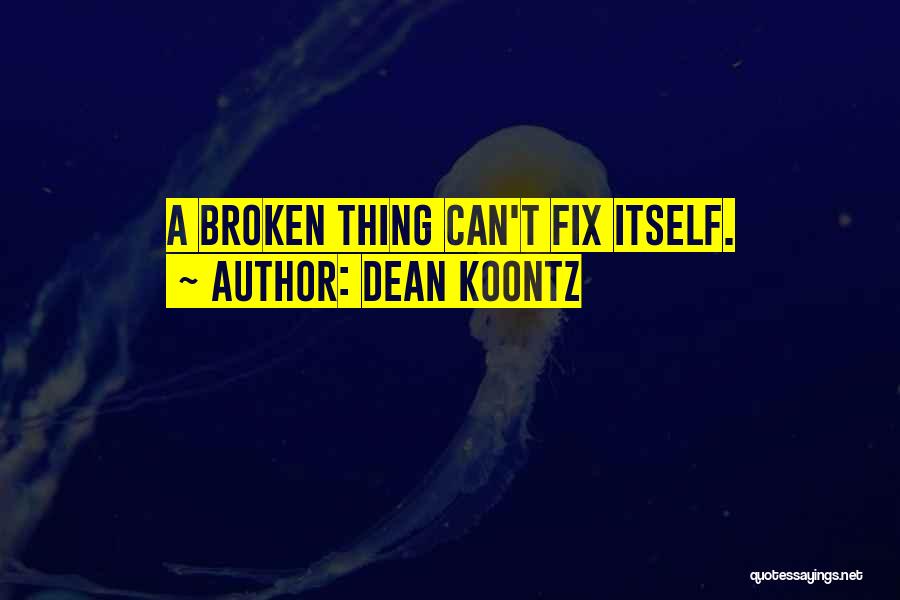 Dean Koontz Quotes: A Broken Thing Can't Fix Itself.