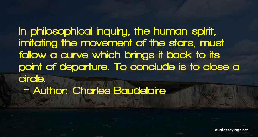 Charles Baudelaire Quotes: In Philosophical Inquiry, The Human Spirit, Imitating The Movement Of The Stars, Must Follow A Curve Which Brings It Back