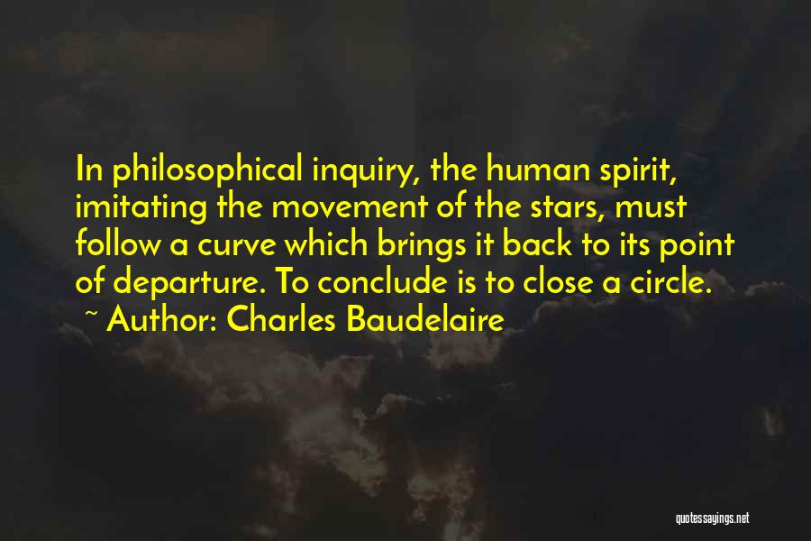 Charles Baudelaire Quotes: In Philosophical Inquiry, The Human Spirit, Imitating The Movement Of The Stars, Must Follow A Curve Which Brings It Back