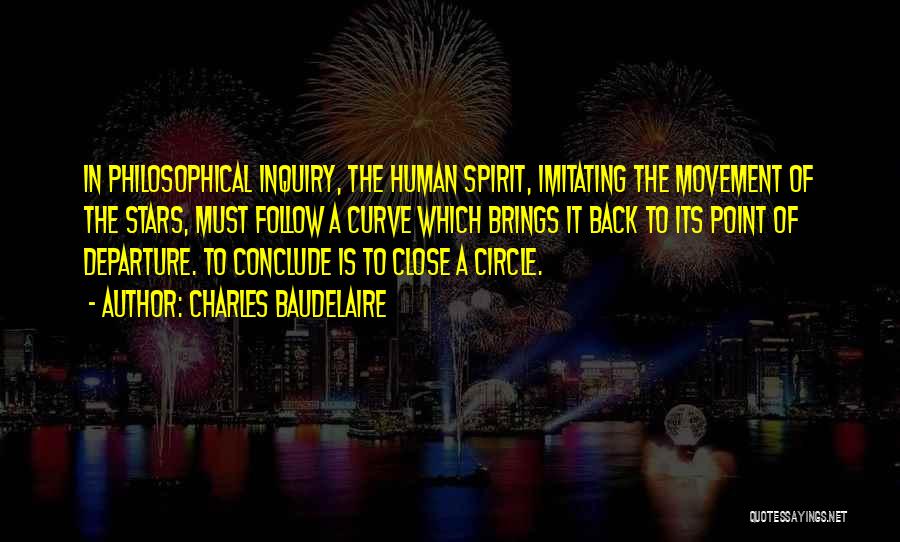 Charles Baudelaire Quotes: In Philosophical Inquiry, The Human Spirit, Imitating The Movement Of The Stars, Must Follow A Curve Which Brings It Back