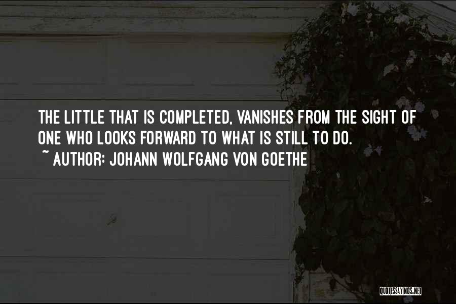 Johann Wolfgang Von Goethe Quotes: The Little That Is Completed, Vanishes From The Sight Of One Who Looks Forward To What Is Still To Do.