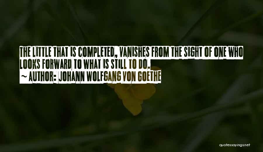 Johann Wolfgang Von Goethe Quotes: The Little That Is Completed, Vanishes From The Sight Of One Who Looks Forward To What Is Still To Do.