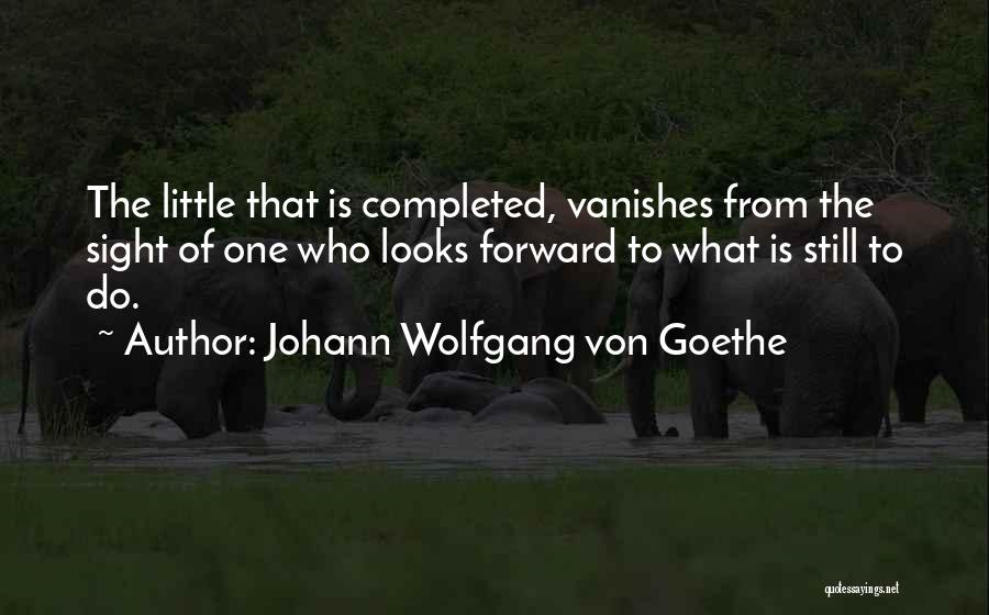 Johann Wolfgang Von Goethe Quotes: The Little That Is Completed, Vanishes From The Sight Of One Who Looks Forward To What Is Still To Do.