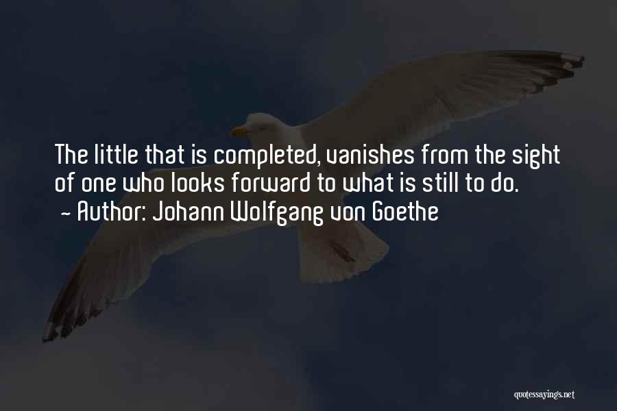 Johann Wolfgang Von Goethe Quotes: The Little That Is Completed, Vanishes From The Sight Of One Who Looks Forward To What Is Still To Do.